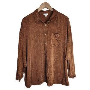 J. Jill Blouse Women's‎ Medium Petite Oversized Button Up Tunic Top Lava Dyed